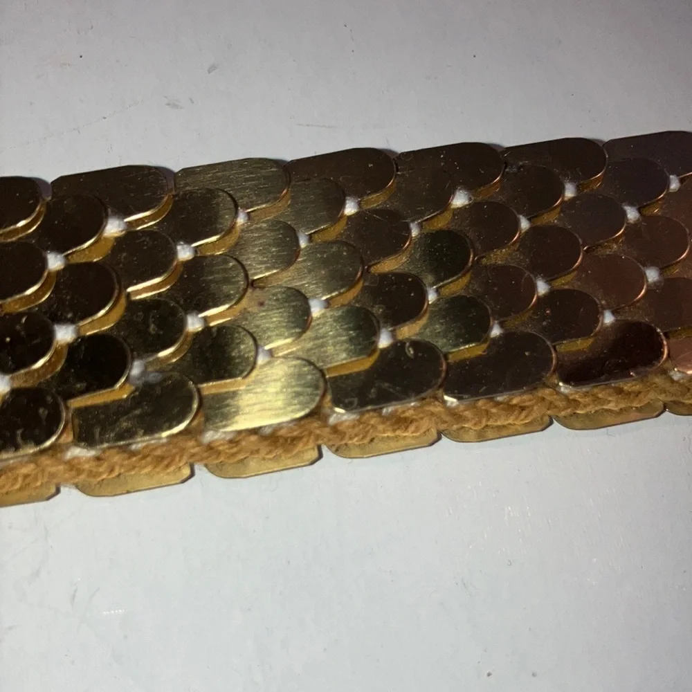 Vintage Goldtone Scaled Belt with Floral Embellished Buckle‎